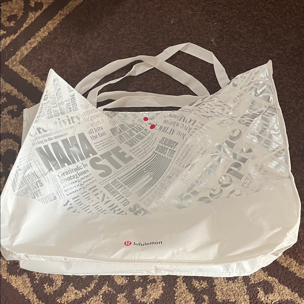 lululemon athletica Cream and Gray Graphic Tote